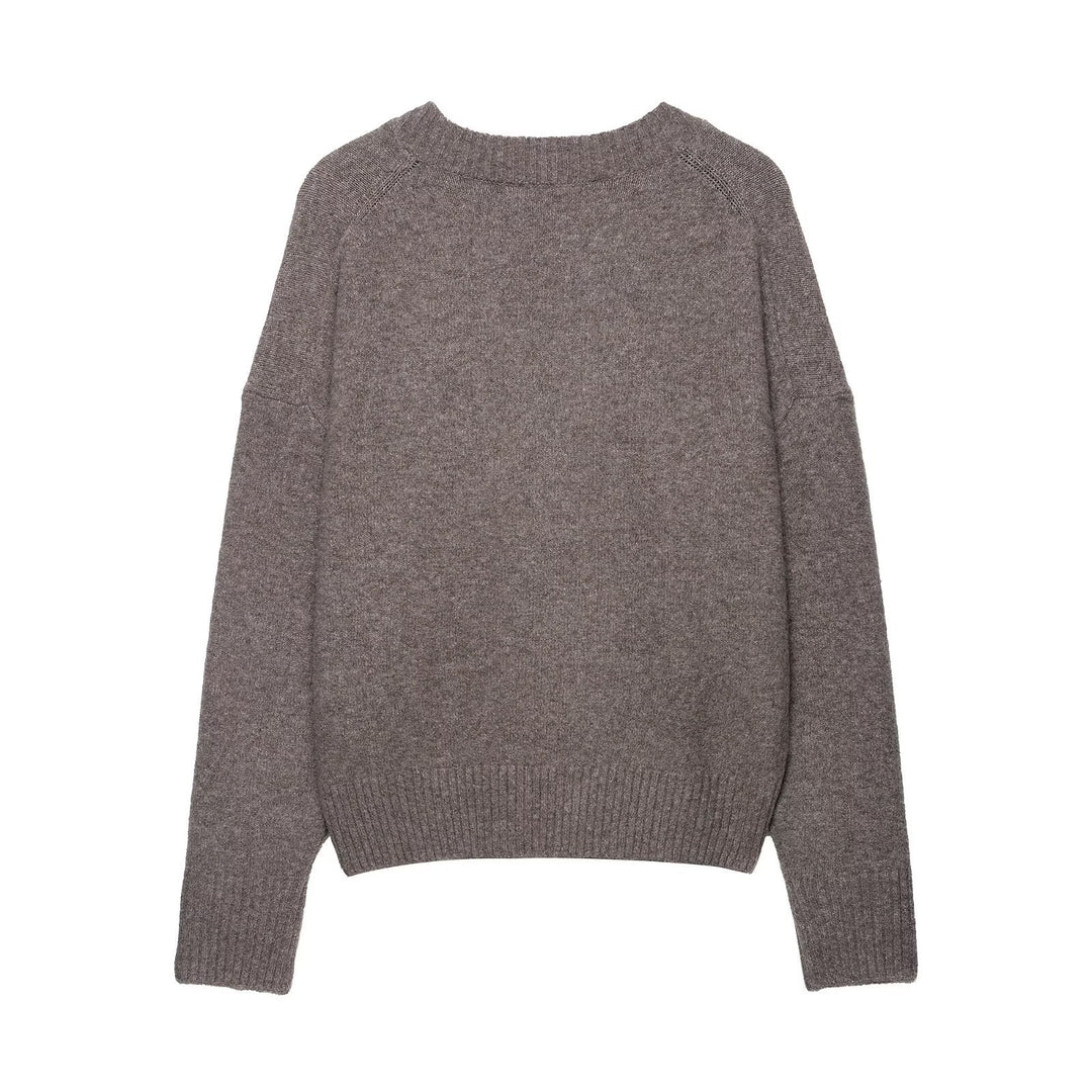 Damen kuscheliger V-Ausschnitt Pullover EB