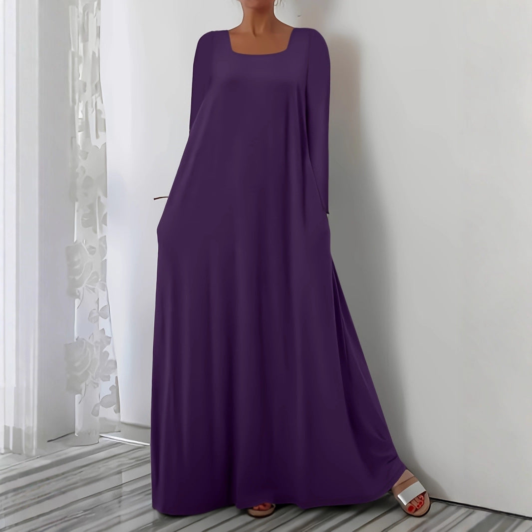 Damen Weit geschnittenes Maxikleid mit praktischen Taschen EB