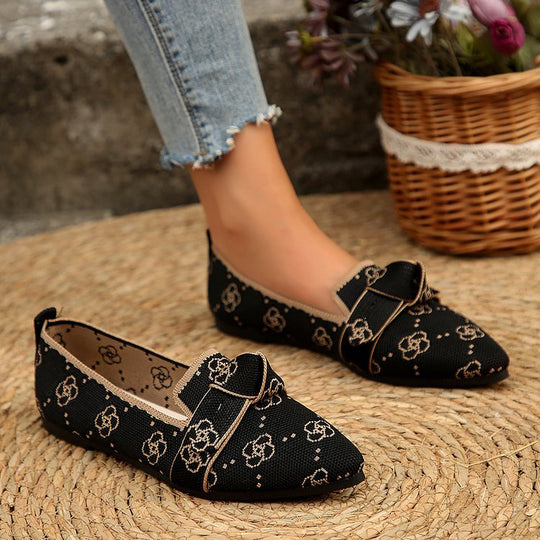 Damen elegante Slip-On Ballerinas mit modischem Knopfdetail EB