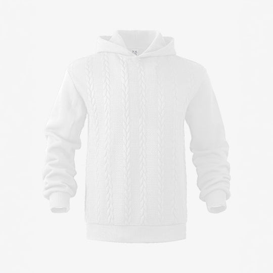 Herren nan Kapuzenpullover im Stricklook mit Zopfmuster und geripptem Saum EB