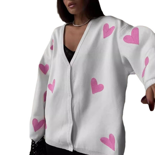 Damen Pullover mit Herzmotiven EB