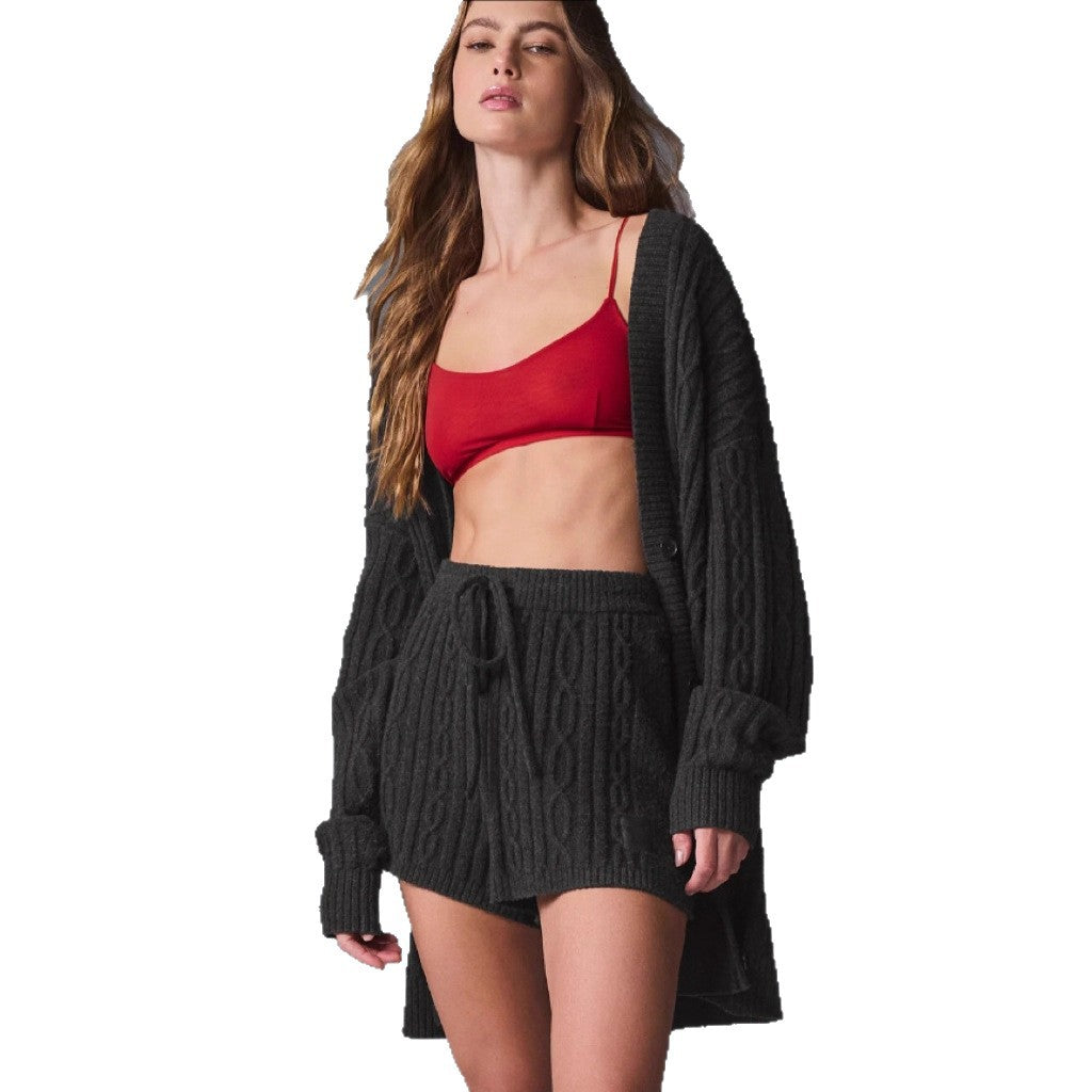 Damen Grobstrick Cardigan mit lässigem Schnitt und weichen Ärmeln EB