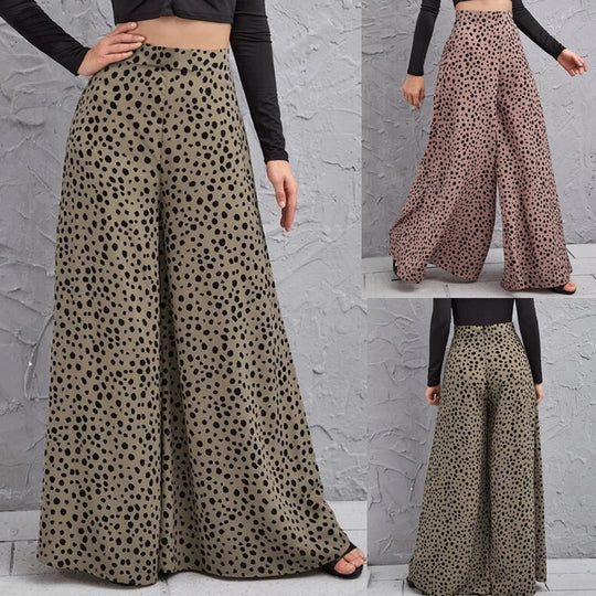 Damen Weit geschnittene Palazzo-Hose mit gepunktetem Design EB