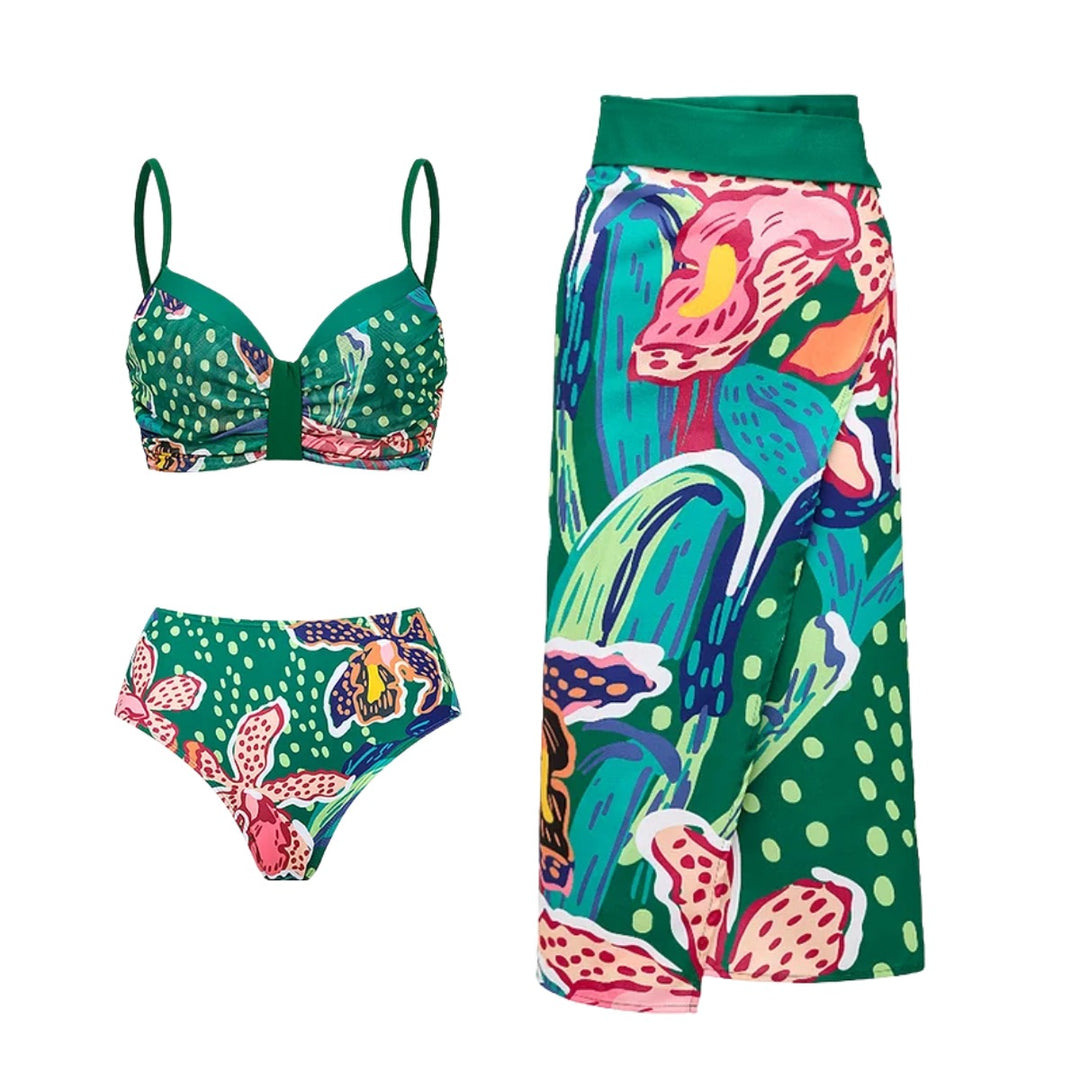Damen Badeanzug Set mit farbenfrohem Muster EB