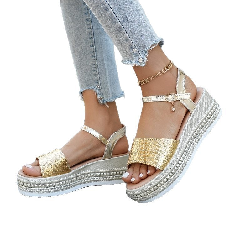 Damen Wedge-Sandaletten mit modischem Korkdesign und komfortablem Fußbett EB