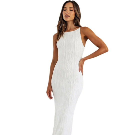 Damen Maxikleid mit elegantem Wellenmuster EB