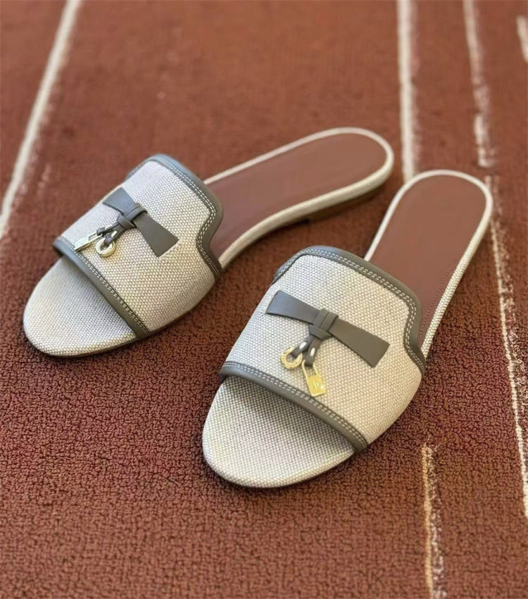 Damen elegante Mules mit modischem Schleifenakzent und hochwertiger Oberflächenstruktur EB