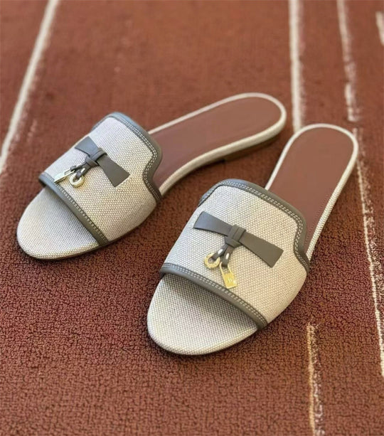 Damen elegante Mules mit modischem Schleifenakzent und hochwertiger Oberflächenstruktur EB