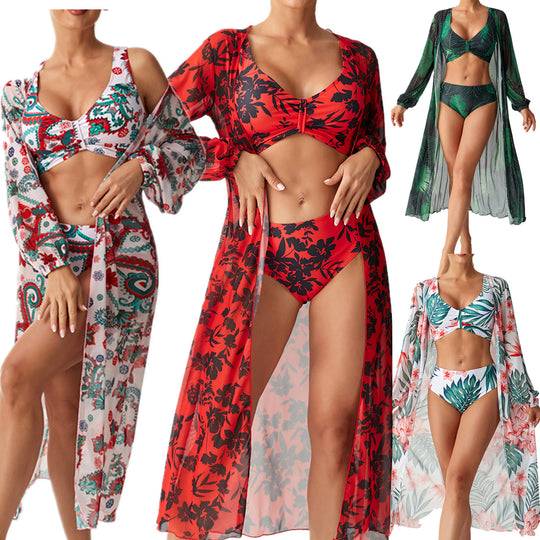 Damen Bikiniset mit transparentem Strandüberwurf EB