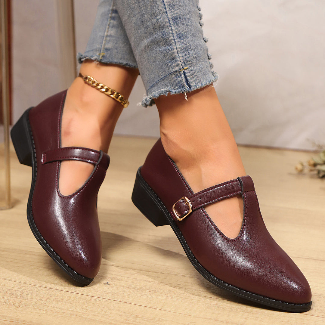 Damen elegante Schnürschuhe mit modischem Riemen und bequemer Sohle EB
