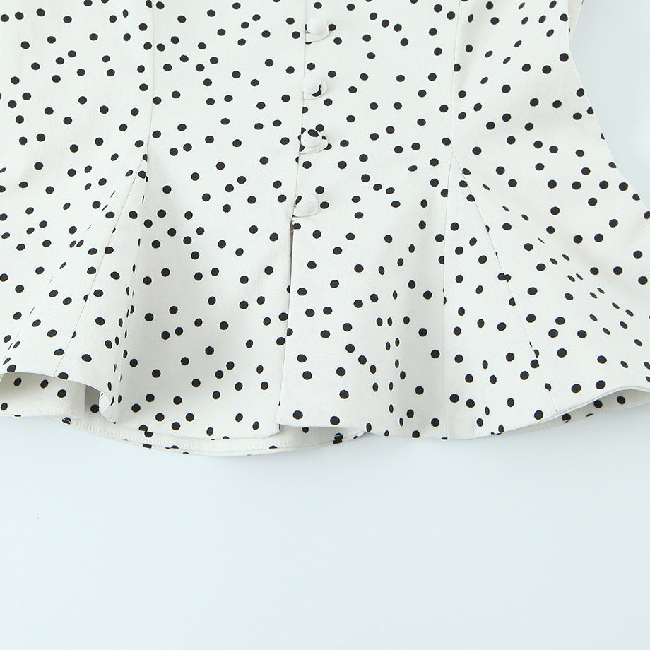 Damen Polka-Dot Tailliertes Oberteil mit eleganter Knopfleiste EB