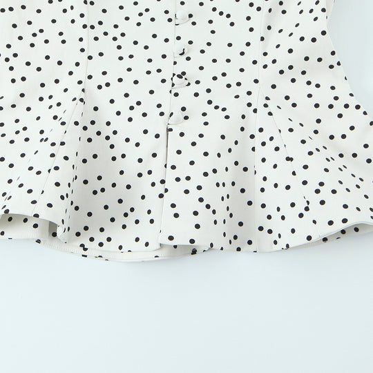 Damen Polka-Dot Tailliertes Oberteil mit eleganter Knopfleiste EB