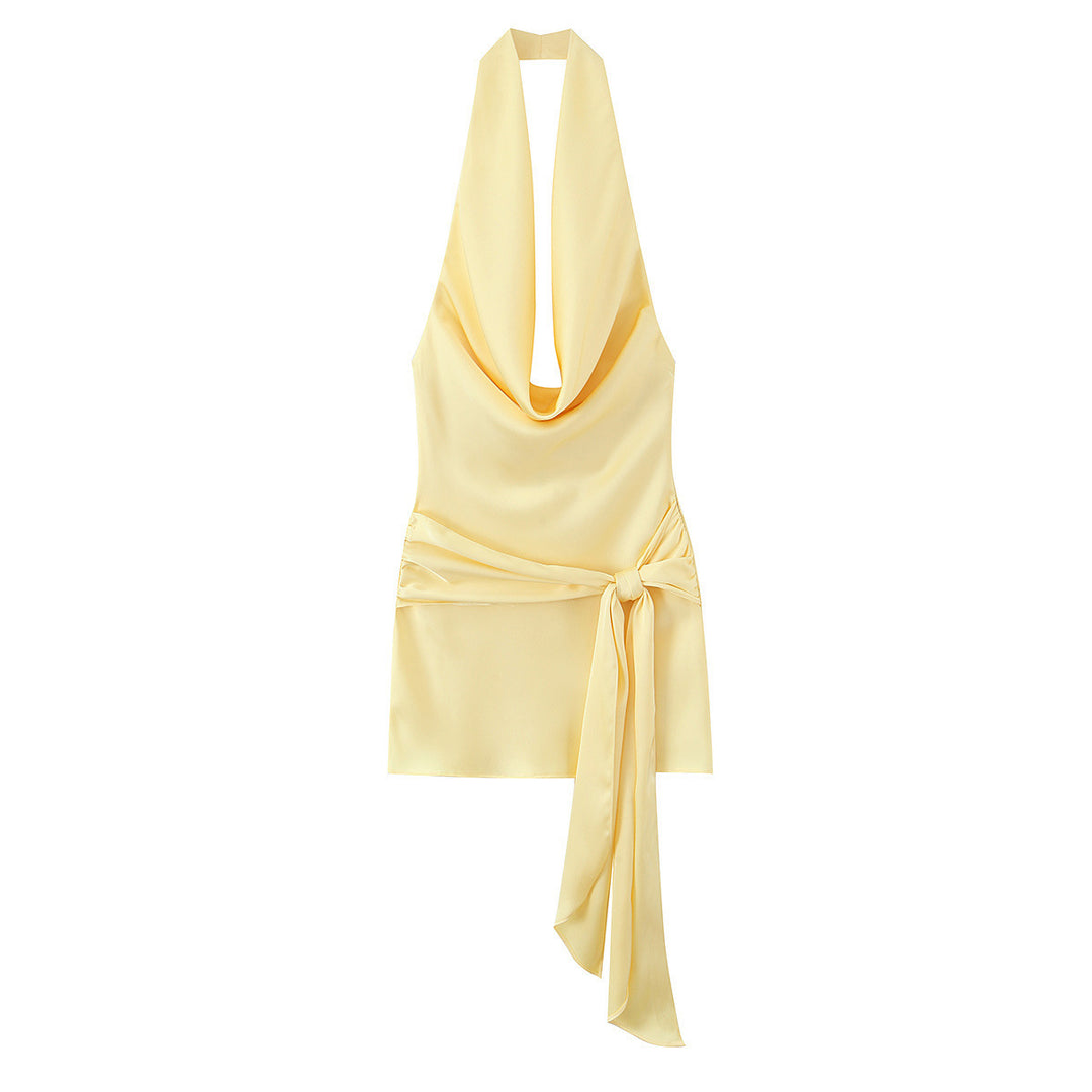 Damen Halter-Top mit elegantem Wickel-Design und fließendem Stoff EB