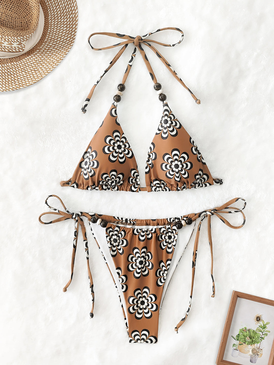 Damen Triangel-Bikini mit verspielten Bindebändern EB