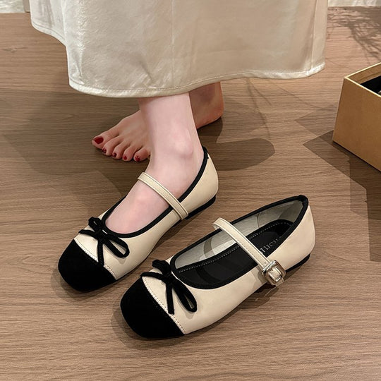 Damen Ballerinas mit elegante Schnalle und dekorativer Schleifenverzierung EB