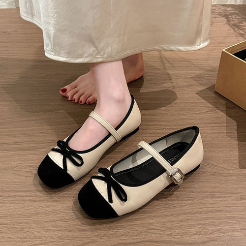 Damen Ballerinas mit elegante Schnalle und dekorativer Schleifenverzierung EB