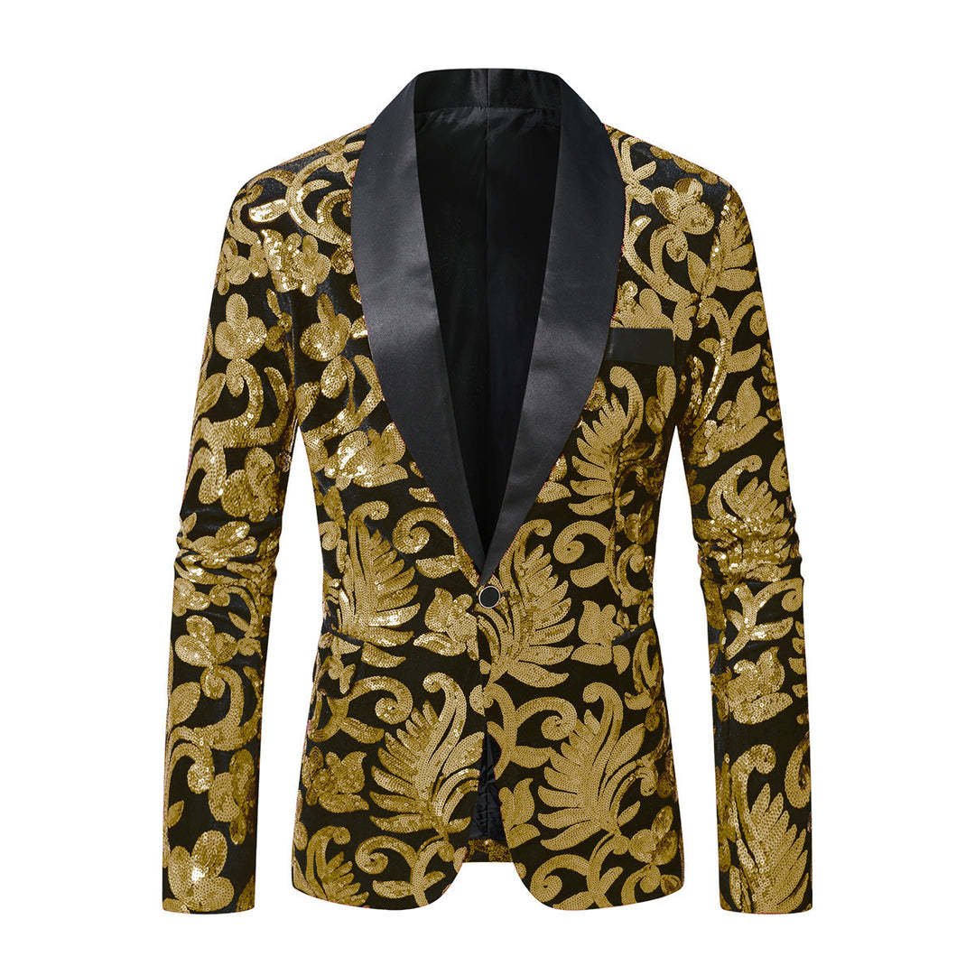 Herren glitzernder Anzugblazer mit floralen Paillettenmustern EB