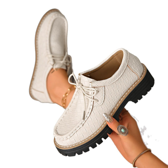 Damen Schnürschuhe mit schimmerndem Krokoprägung und rutschfester Profilsohle EB