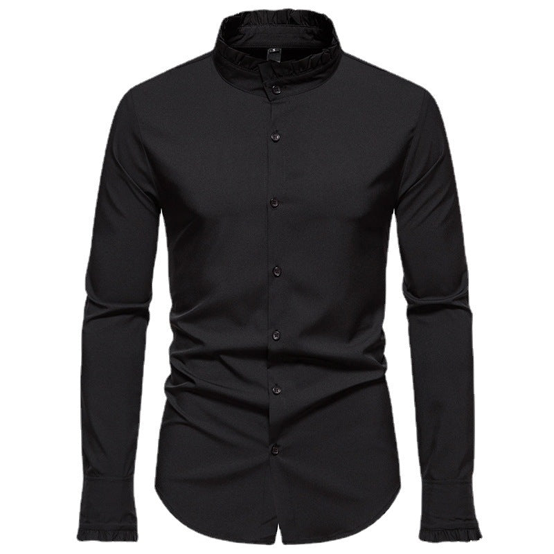 Herren Elegantes Langarmhemd mit Rüschendetails EB