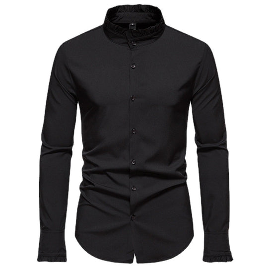 Herren Elegantes Langarmhemd mit Rüschendetails EB