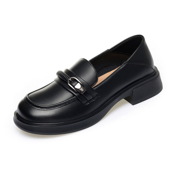 Damen Mokassins mit modischem Riemen und robustem Absatz EB