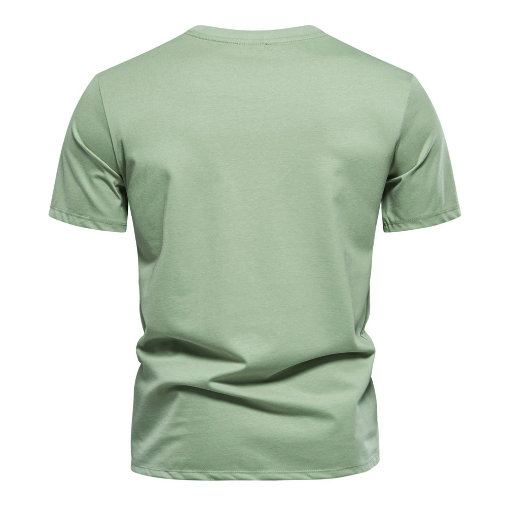 Herren nan Rundhalsshirt aus Baumwollmix mit geometrischer Laserperforation und geradem Schnitt EB