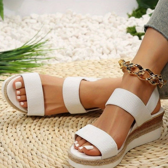 Damen Komfortable Wedge-Sandalen mit elastischen Riemen und modischem Design EB