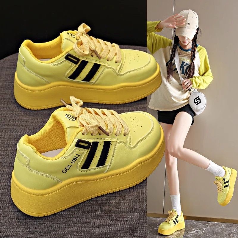 Damen modische Plattform-Sneaker mit sportlichem Design und atmungsaktiver Oberflächenstruktur EB