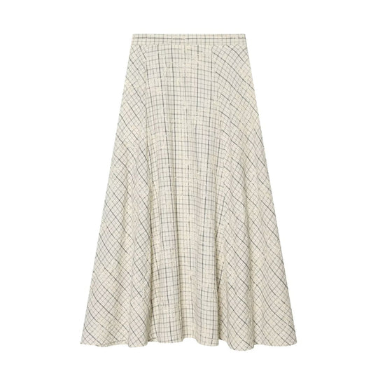 Damen Maxirock mit elegantem Karomuster und fließendem Schnitt EB