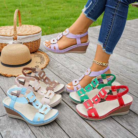 Damen Wedge-Sandalen mit atmungsaktivem Riemendesign und komfortablem Fußbett EB