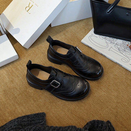 Damen Klassische Schnürschuhe mit dekorativer Schnalle und durchbrochenem Design EB