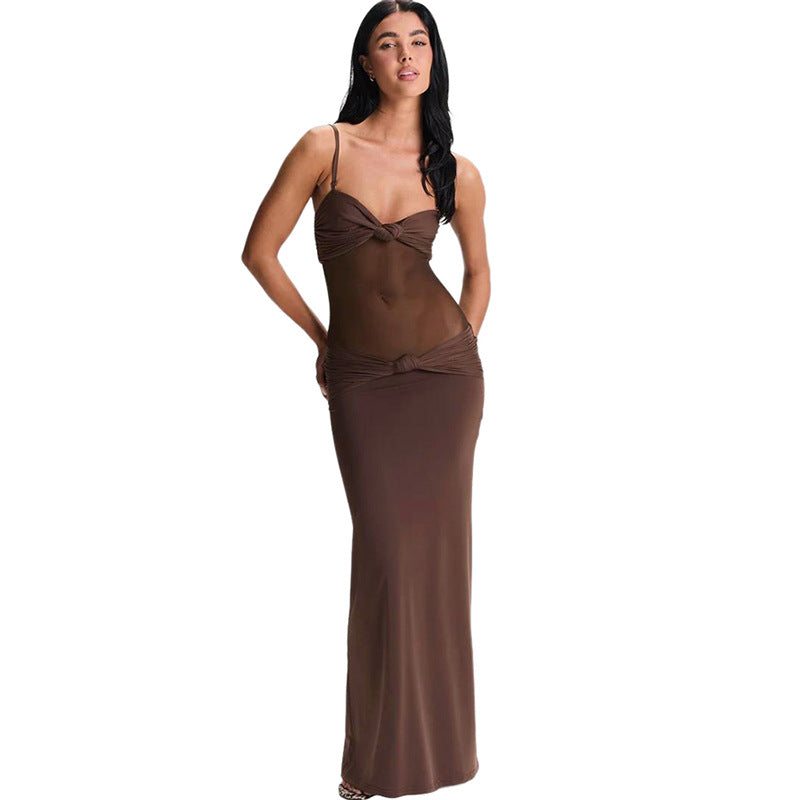 Damen Maxi Strandkleid mit raffiniertem Bustier-Design und elastischem Bund EB