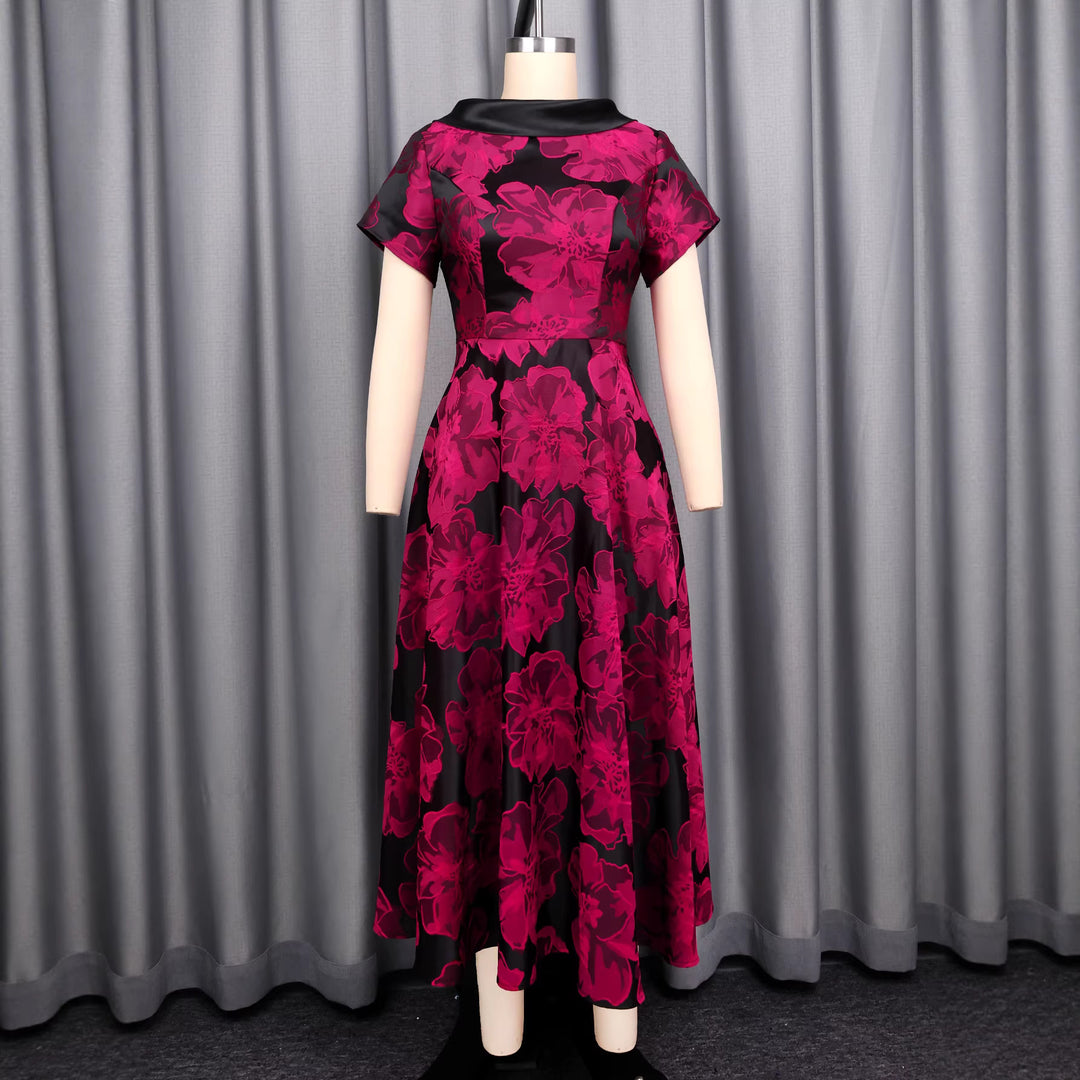 Damen Elegantes Midikleid mit floralem Design und strukturiertem Oberteil EB