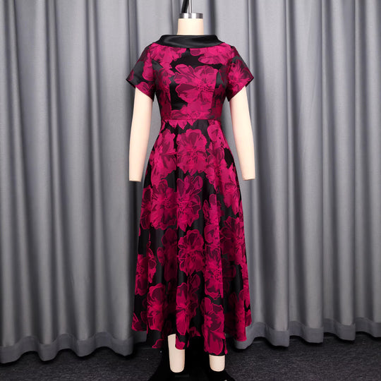 Damen Elegantes Midikleid mit floralem Design und strukturiertem Oberteil EB