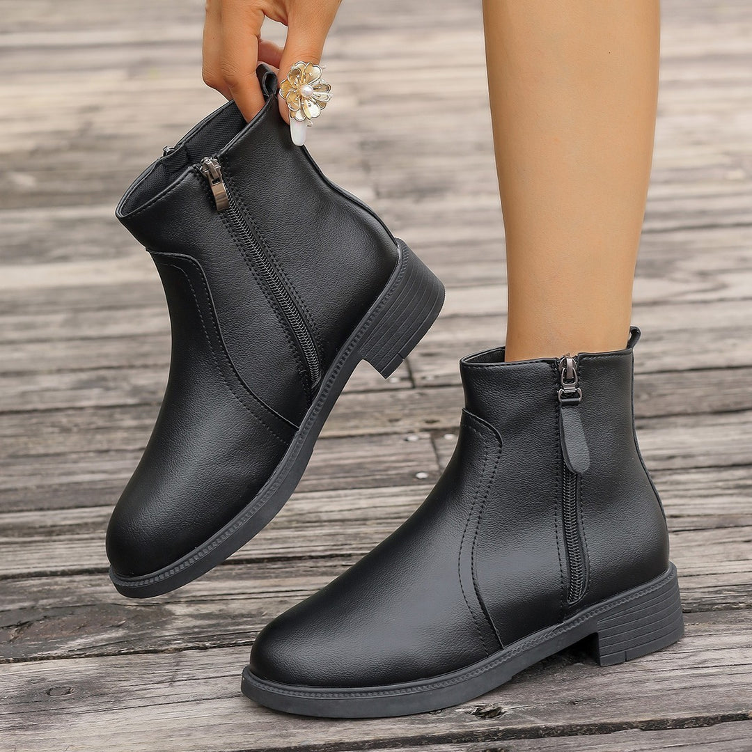 Damen Elegante Stiefeletten mit Reißverschluss und modischem Design EB