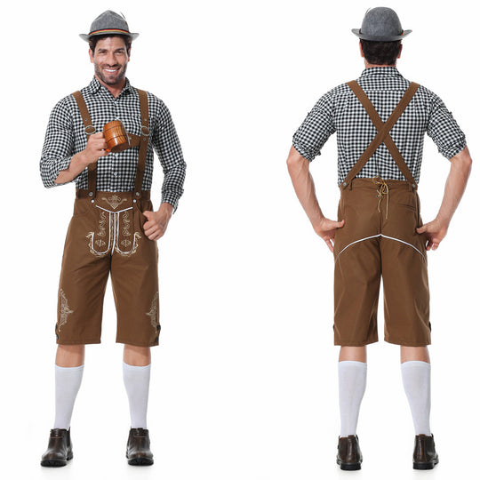 Herren Trachtenkurzanzug mit kunstvollen Stickereien und verstellbaren Hosenträgern EB