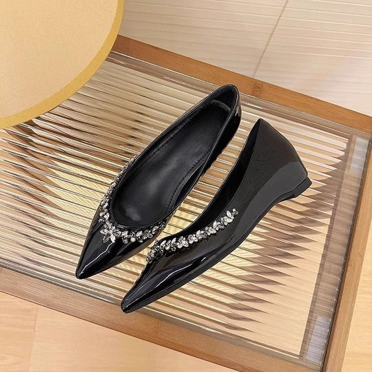 Damen elegante Ballerinas mit funkelnden Strass-Details EB