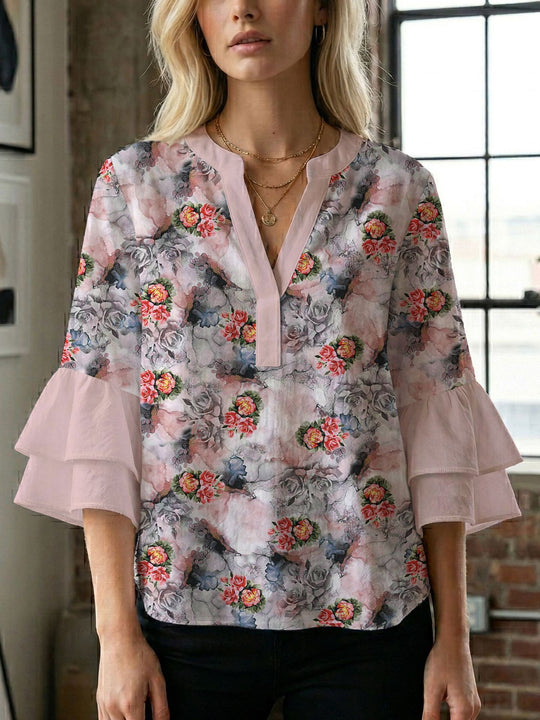 Damen Bluse mit wunderschönen floralem Design EB