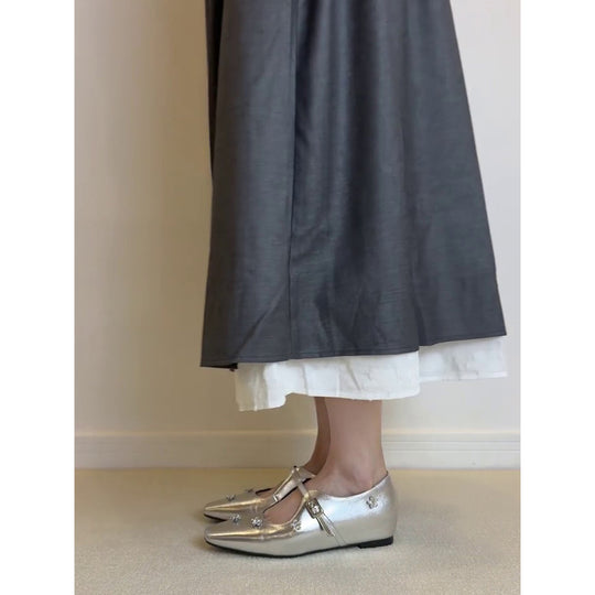 Damen Ballerina-Schuhe mit floralem Dekor und elegantem Schnallenverschluss EB