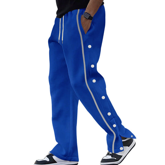 Herren Seitenknopf-Jogginghose mit Kontraststreifen und Kordelzug EB