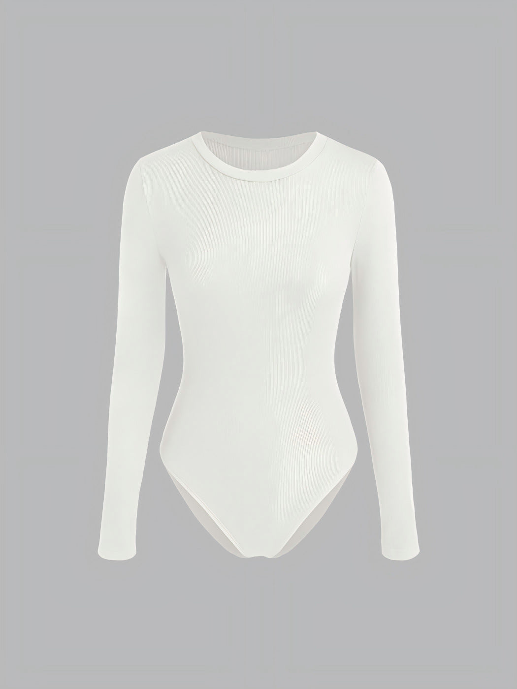 Damen Figurnahes geripptes Langarm-Basicshirt mit Rundhalsausschnitt und Stretch EB