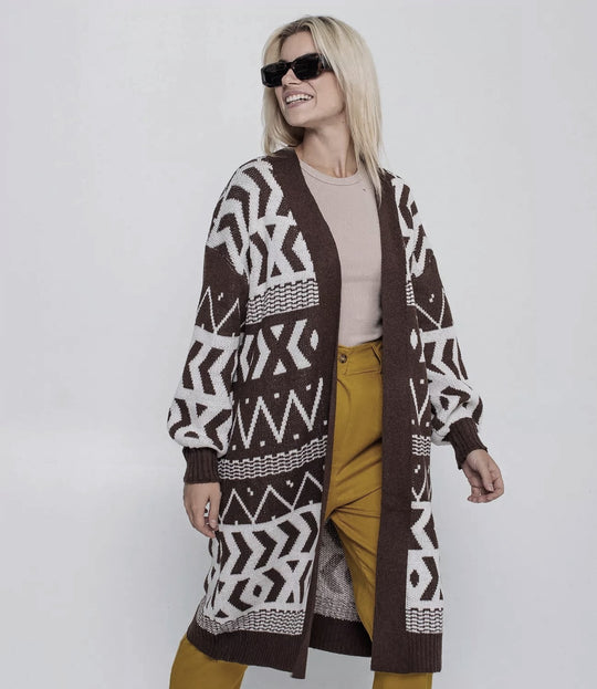 Damen Strickjacke mit kreativem Muster und lässigem Schnitt EB