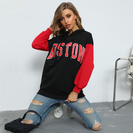 Damen Hoodie-Kleid mit farblich abgesetzten Ärmeln und lässigem Schnitt EB