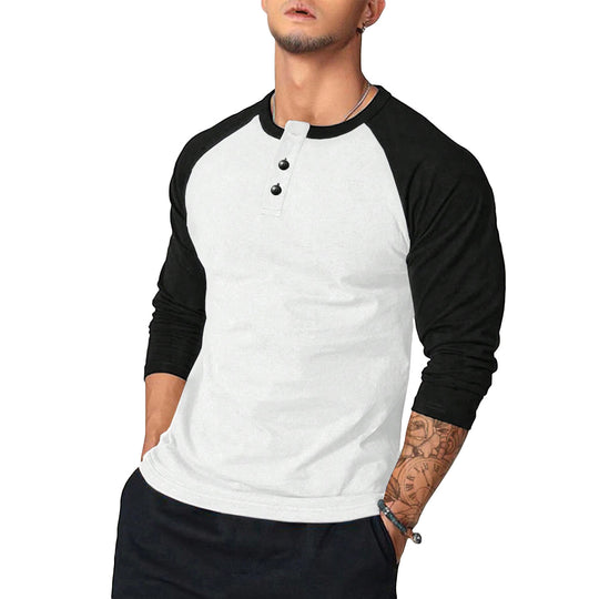 Herren klassisches Langarmshirt im Vintage-Stil mit unterstützenden Kontrastärmeln EB