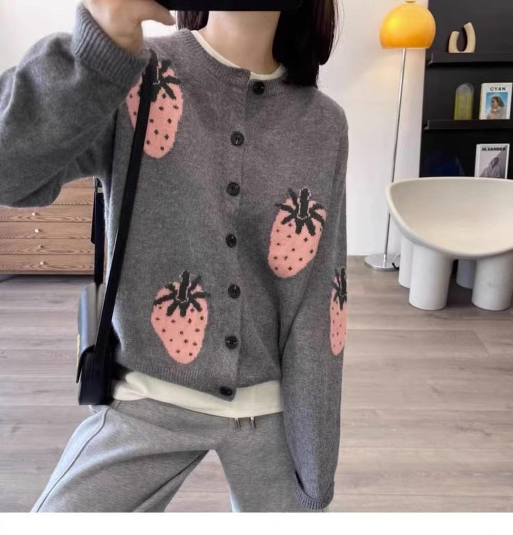 Damen Verspielt gemusterter Cardigan mit Knopfdetail EB