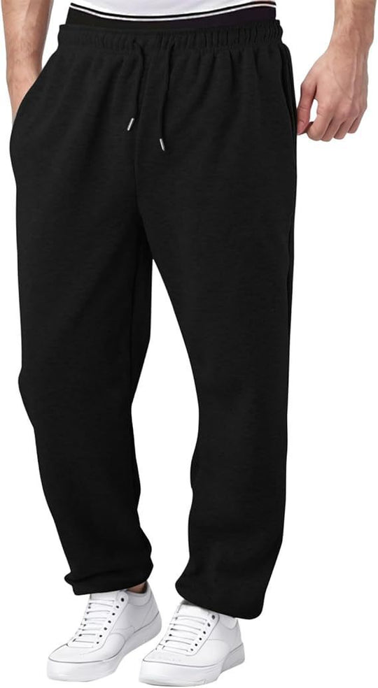 Herren nan Relaxed-Fit Sweatpants mit geradem Bein Fleece-Innenfutter und elastischem Kordelbund EB