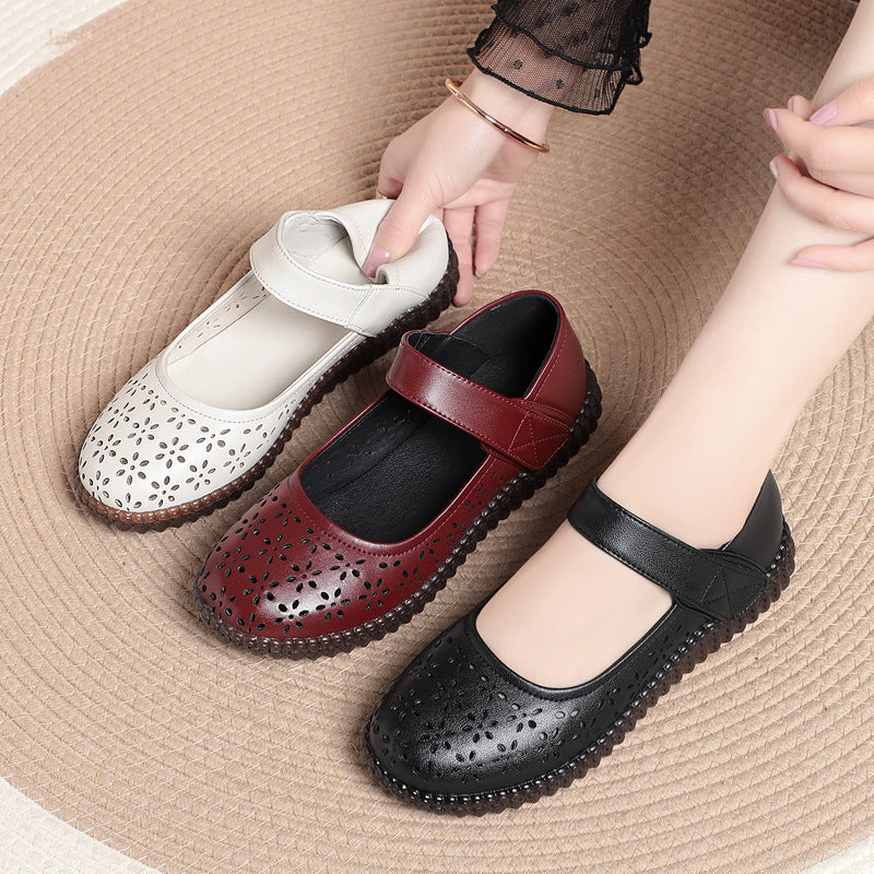 Damen Komfortable und atmungsaktive Ballerinas mit Riemen EB