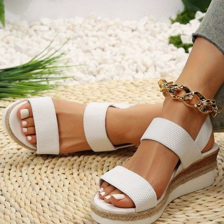 Damen Wedge-Sandalen mit elastischen Riemen und rutschfester Sohle EB