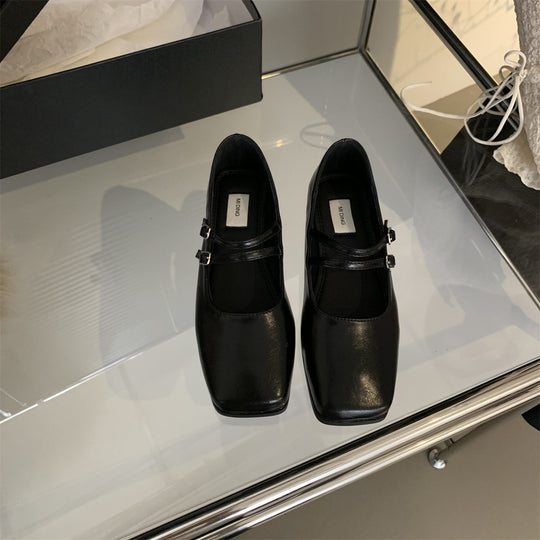 Damen elegante Ballerinas mit modischer Doppel-Riemchen-Applikation EB