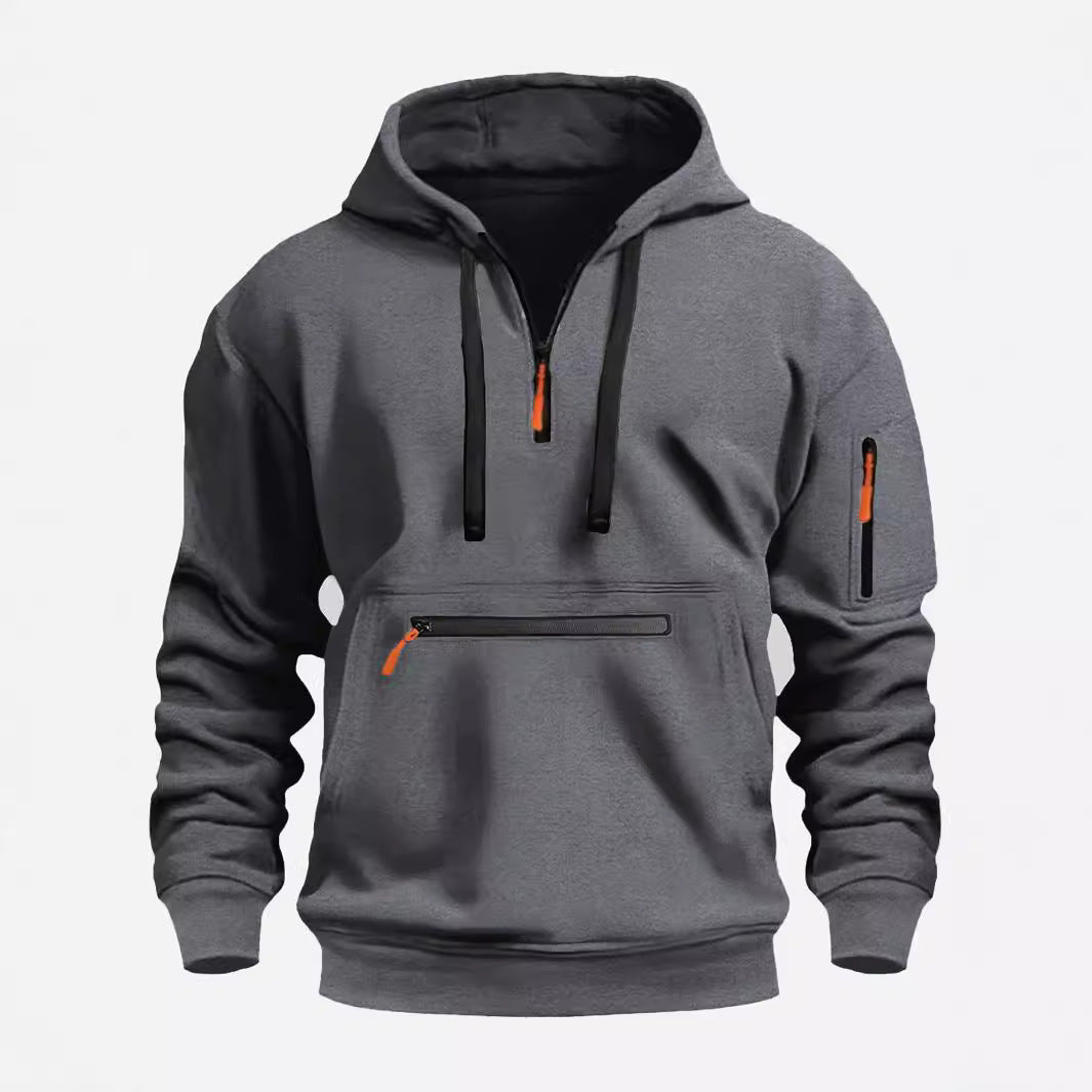Herren modischer Kapuzenpullover mit praktischen Reißverschluss-Taschen EB